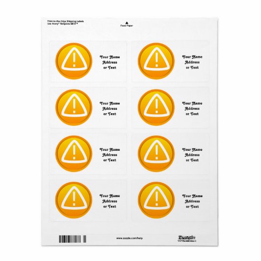 Étiquette Symbole Attention (Feuille entière)