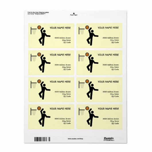 Étiquette Symbole de basket-ball (Feuille entière)