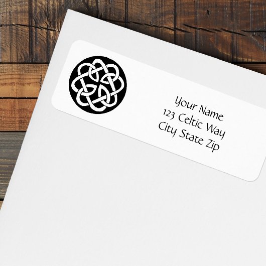 Étiquette Symbole de cercle en entrelacs celtique noir et bl