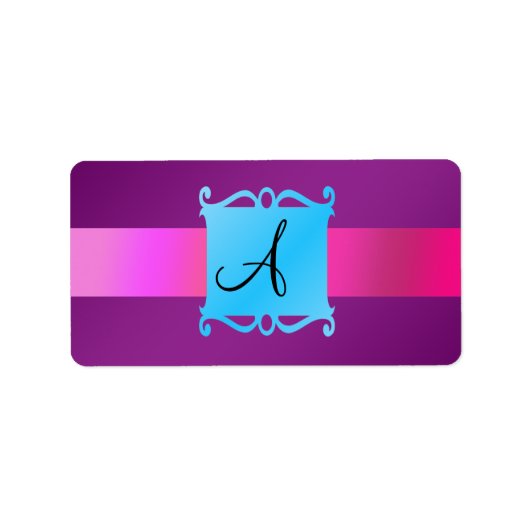 Étiquette Symbole de fantaisie violet monogramme (Devant)