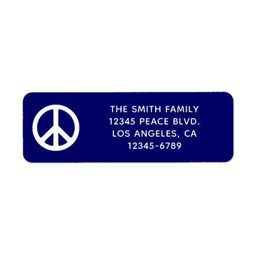 Étiquette Symbole de paix bleu foncé et blanc (Devant)