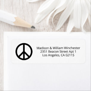 Étiquette Symbole de paix noir blanc minimaliste adresse per