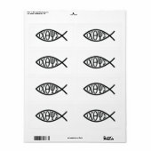 Étiquette Symbole de poisson chrétien ICHTHYS ou ICHTHUS (Feuille entière)
