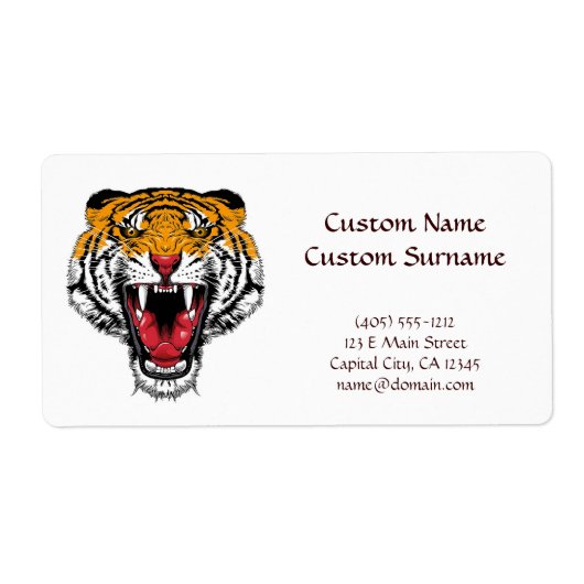 Étiquette symbole de tatouage de dessin animé cool, tigre fe (Devant)