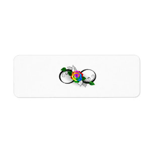 Étiquette Symbole d'infini avec Rose arc-en-ciel