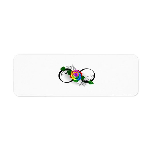 Étiquette Symbole d'infini avec Rose arc-en-ciel (Devant)