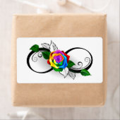 Étiquette Symbole d'infini avec Rose arc-en-ciel (En situation)