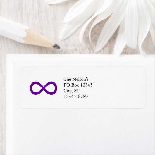 Étiquette Symbole d'infini violet (En situation)