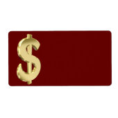 Étiquette Symbole dollar d'or (Devant)