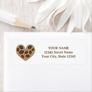 Étiquette Symbole du coeur de café mignon retour adresse aut