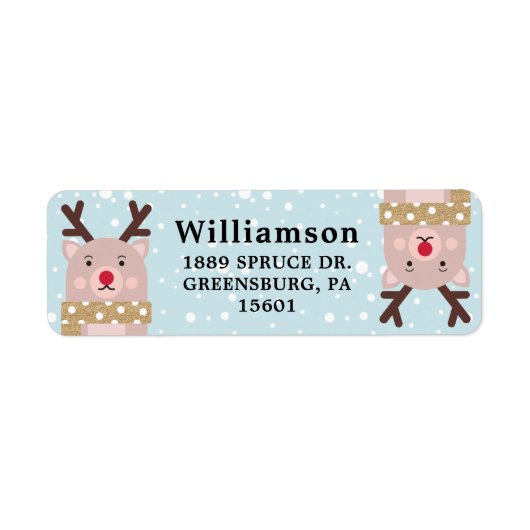 Étiquette Symbole du renne de la forêt d'hiver (Devant)