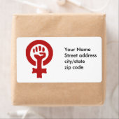Étiquette Symbole féministe rouge (En situation)