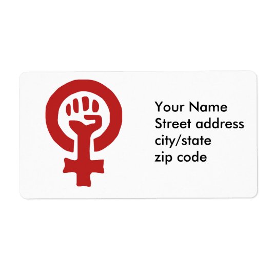 Étiquette Symbole féministe rouge (Devant)
