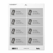 Étiquette Symbole hibou noir (Feuille entière)