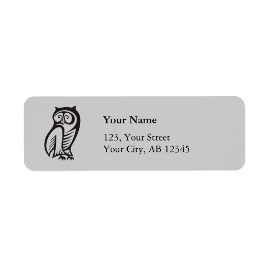 Étiquette Symbole hibou noir (Devant)