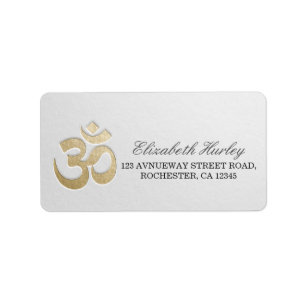 Étiquette Symbole OM Blanc & Or Yoga Instructeur de médiatio