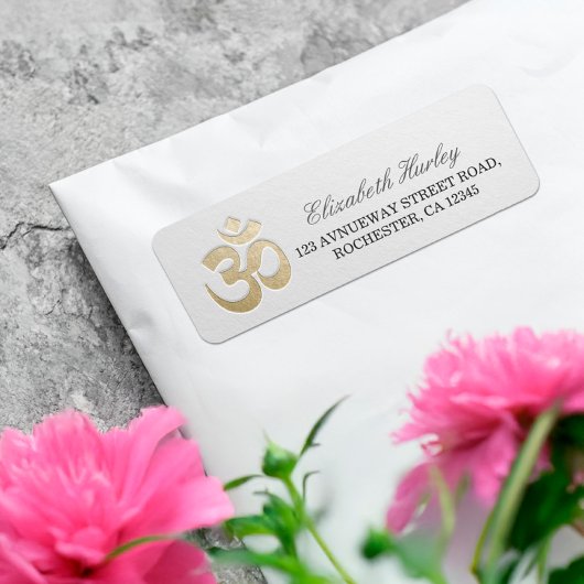 Étiquette Symbole OM Blanc & Or Yoga Instructeur de médiatio