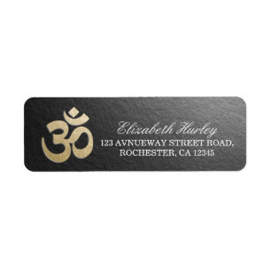 Étiquette Symbole OM Noir & Or Yoga Instructeur de médiation