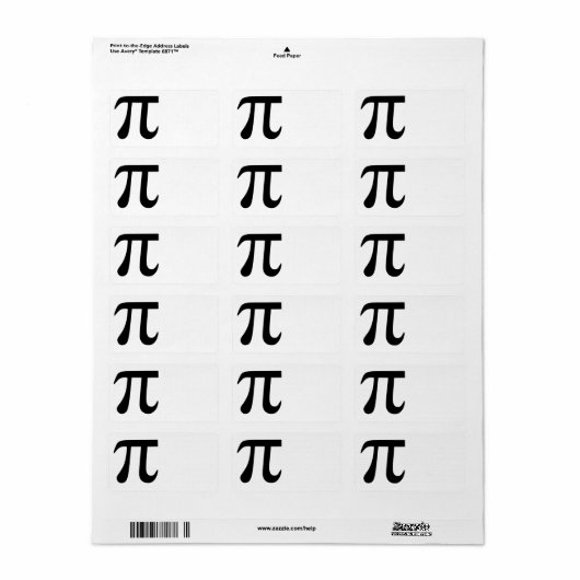 Étiquette Symbole Pi (Feuille entière)