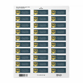 Étiquette Symbole YOGA bleu & or ZEN brosse (Feuille entière)