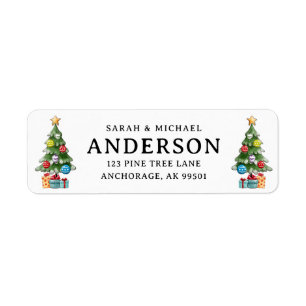 Étiquette Sympa personnalisé Nom de famille Arbre de Noël