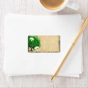 Étiquette Sympathique Whimsical Emerald Green Heart Arbre fe