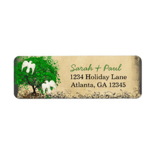 Étiquette Sympathique Whimsical Emerald Green Heart Arbre fe