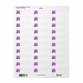 Étiquette T-Rex Dinosaure Violet (Feuille entière)