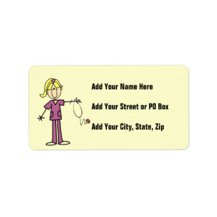 Étiquette T-shirts Blond Female Stick Figure Nurse