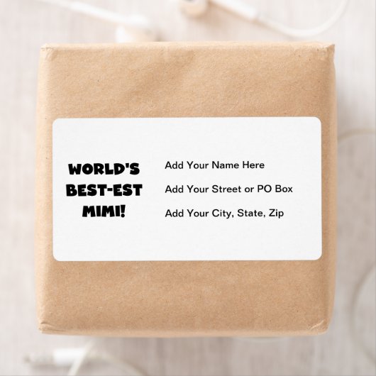 Étiquette T-shirts et cadeau noirs des textes Mimi du (En situation)