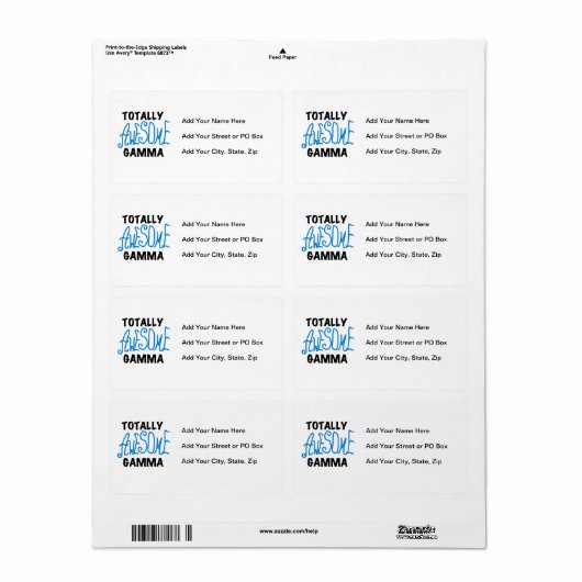 Étiquette T-shirts et cadeaux bleus gamma totalement (Feuille entière)