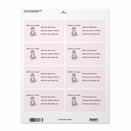 Étiquette T-shirts et cadeaux de l'infirmière de singe de ch (Feuille entière)