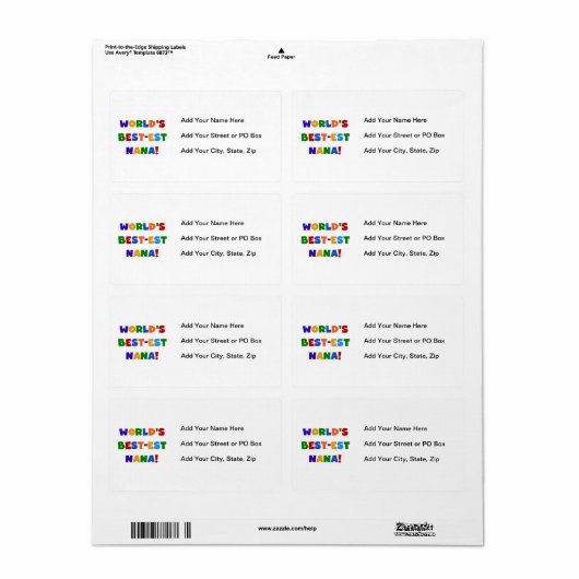 Étiquette T-shirts lumineux de couleurs du Meilleur-est Nana (Feuille entière)