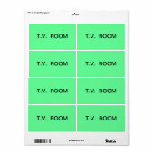Étiquette T.V. Emballage et déménagement des locaux (Feuille entière)
