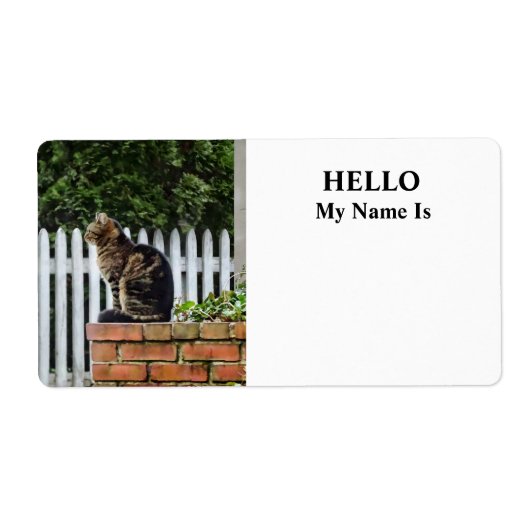 Étiquette Tabby Cat on Brick Wall (Devant)