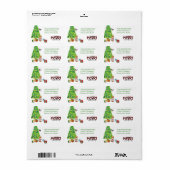 Étiquette Tabby Chat, Oiseau, Arbre de Noël Adresse de retou (Feuille entière)