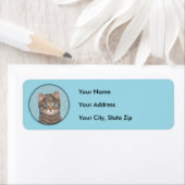 Étiquette Tabby Gris Peinture Chat - Cute Original Art Chat (En situation)