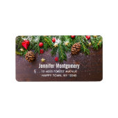 Étiquette Table de Noël rustique avec pin et neige (Devant)