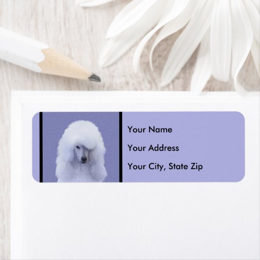 Étiquette Tableau blanc standard de caniche - Art original d (En situation)