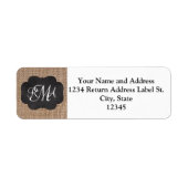 Étiquette Tableau de bord Burlap Look Triple Script monogram (Devant)