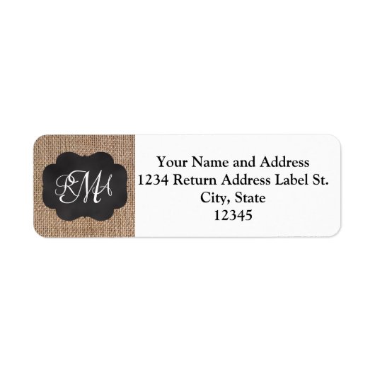 Étiquette Tableau de bord Burlap Look Triple Script monogram (Devant)