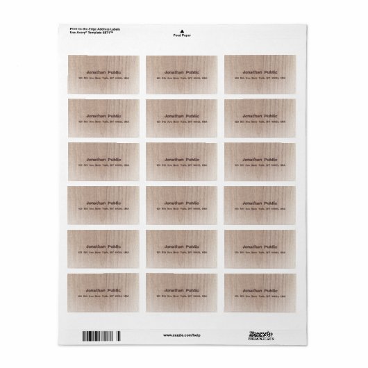 Étiquette Tableau en bois Brown créatif, apparence texte dés (Feuille entière)