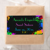 Étiquette Taches de peinture, Seize Douces, Bouteille d'eau  (En situation)