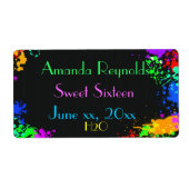 Étiquette Taches de peinture, Seize Douces, Bouteille d'eau  (Devant)