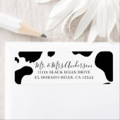 Étiquette Taches de vache noire et blanche de mariage à l'im (En situation)