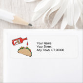 Étiquette taco avec sauce chaude (En situation)