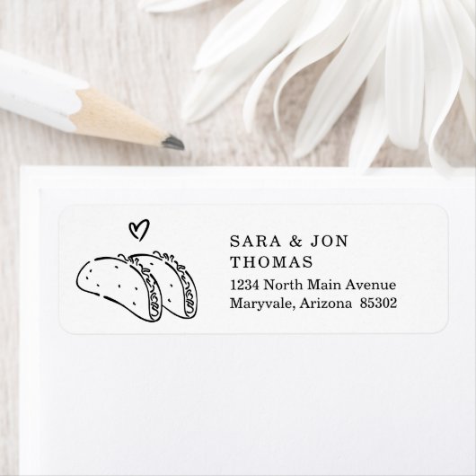 Étiquette Taco & Heart Mariage Mexicain, Fête de Mariage (En situation)