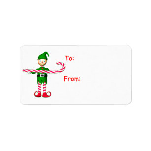 Étiquette Tag cadeau de Sucre de canne de Noël Elf
