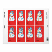 Étiquette Tag Cadeau du cardinal Snowman (Feuille entière)