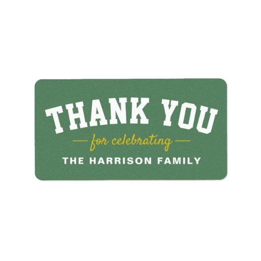 Étiquette Tailgate baby shower sportif jaune merci (Devant)